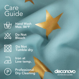 Deconovo Eyelet Gold Star Foil Printed Curtains, Room Darkening Thermal Insulated Curtains, W52 X L54 Inch, Sky Blue, 2 Panels - thumbnail 7