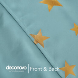 Deconovo Eyelet Gold Star Foil Printed Curtains, Room Darkening Thermal Insulated Curtains, W52 X L54 Inch, Sky Blue, 2 Panels - thumbnail 6