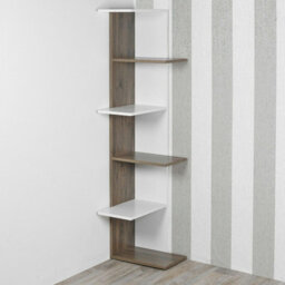 Urbn-Living Urbnliving Height 141Cm 5 Tier Wooden Modern Corner Bookcase Shelves White And Oak Colour Living Room Storage Free Standing Displa - thumbnail 3