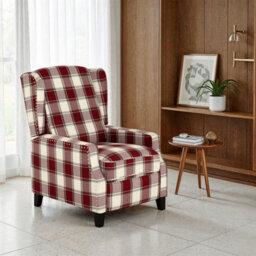 Seconique Kensington Recliner Chair - Red Tartan Fabric - thumbnail 1