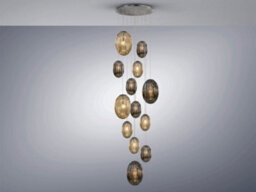 Luminosa Lighting Luminosa Ovila Modern Cluster Dimmable 13 Light Led Pendant Light, Oval Smoke & Brandy Shades With Remote Control - Uk Stock - thumbnail 5