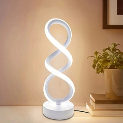 Modern Led Table Lamp White Touch Dimmable Bedside Desk Light Usb Rechargeable - image 1