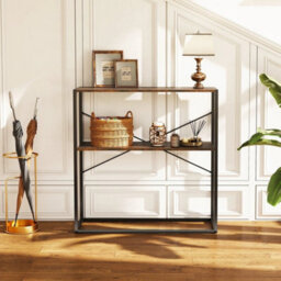 90Cm Console Table 2 Tier Entryway Table W/ Open Shelves White - thumbnail 5