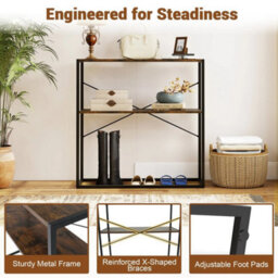 90Cm Console Table 2 Tier Entryway Table W/ Open Shelves White - thumbnail 4