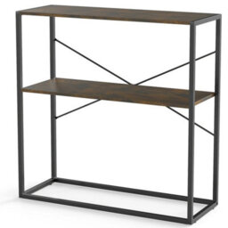90Cm Console Table 2 Tier Entryway Table W/ Open Shelves White - thumbnail 1