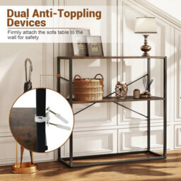 90Cm Console Table 2 Tier Entryway Table W/ Open Shelves White - thumbnail 3