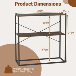 90Cm Console Table 2 Tier Entryway Table W/ Open Shelves White - thumbnail 2