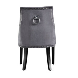 Life Interiors Grey Windsor Luxury Velvet Dining Chair Ergonomic Scoop Knockerback & Button Tufted With Black Solid Wood Legs - thumbnail 4