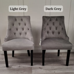 Life Interiors Grey Windsor Luxury Velvet Dining Chair Ergonomic Scoop Knockerback & Button Tufted With Black Solid Wood Legs - thumbnail 7