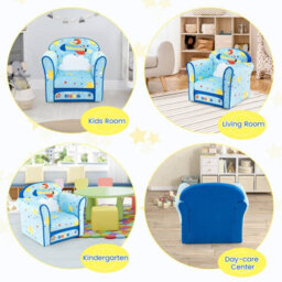 Costway Kids Sofa Children Armrest Upholstered Chair Cute Pattern Armchair Solid Frame - thumbnail 6