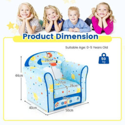 Costway Kids Sofa Children Armrest Upholstered Chair Cute Pattern Armchair Solid Frame - thumbnail 2