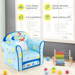 Costway Kids Sofa Children Armrest Upholstered Chair Cute Pattern Armchair Solid Frame - thumbnail 3