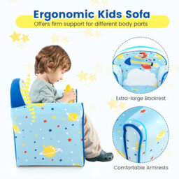 Costway Kids Sofa Children Armrest Upholstered Chair Cute Pattern Armchair Solid Frame - thumbnail 4
