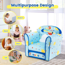 Costway Kids Sofa Children Armrest Upholstered Chair Cute Pattern Armchair Solid Frame - thumbnail 5