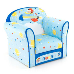 Costway Kids Sofa Children Armrest Upholstered Chair Cute Pattern Armchair Solid Frame - thumbnail 1