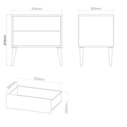 Fuji 2 Drawer Midi Bedside Cabinet In Kashmir Matt (Ready Assembled) - thumbnail 6