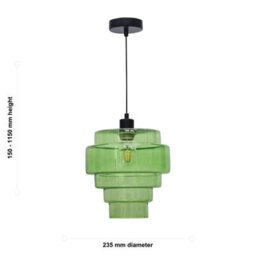 First Choice Lighting Benson - 5 Tier Green Glass & Black Ceiling Pendant Light Fixture - thumbnail 5