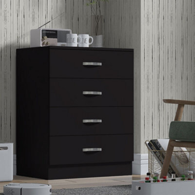 FWSTYLE Large 4 Drawer Matt Black Chest Of Drawers - image 1