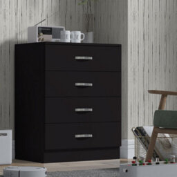 FWSTYLE Large 4 Drawer Matt Black Chest Of Drawers - thumbnail 1