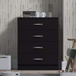 FWSTYLE Large 4 Drawer Matt Black Chest Of Drawers - thumbnail 2