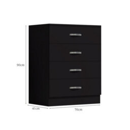 FWSTYLE Large 4 Drawer Matt Black Chest Of Drawers - thumbnail 9