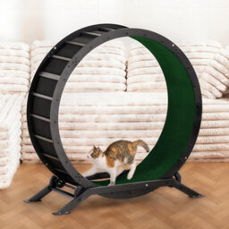 Gtplayer Cat Wheel 90 Cm Metal Large Cats Exercise Running Wheel For Indoor Cats With Teaser Removable Carpet Cat Treadmill, Green - thumbnail 9
