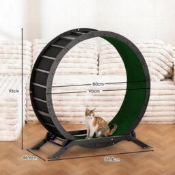Gtplayer Cat Wheel 90 Cm Metal Large Cats Exercise Running Wheel For Indoor Cats With Teaser Removable Carpet Cat Treadmill, Green - thumbnail 2