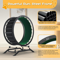 Gtplayer Cat Wheel 90 Cm Metal Large Cats Exercise Running Wheel For Indoor Cats With Teaser Removable Carpet Cat Treadmill, Green - thumbnail 6