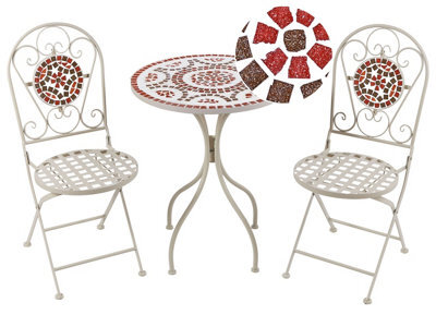 Wyld and Coco Garden Vista White Metal Bistro Set - Square 60 X 60 Cm Table With 2 Folding Chairs, Powder-Coated Finish - image 1