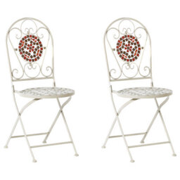 Wyld and Coco Garden Vista White Metal Bistro Set - Square 60 X 60 Cm Table With 2 Folding Chairs, Powder-Coated Finish - thumbnail 6