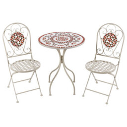 Wyld and Coco Garden Vista White Metal Bistro Set - Square 60 X 60 Cm Table With 2 Folding Chairs, Powder-Coated Finish - thumbnail 3