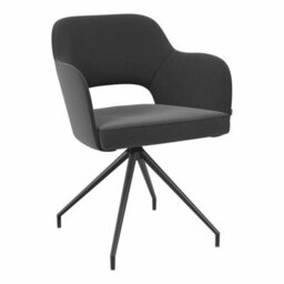 Xample Akante Chicago Charcoal Swivel Dining Chair Set Of 2 Swivel Return Seat With Fabric Upholstery, Pu Sides & Metal Frame - thumbnail 3