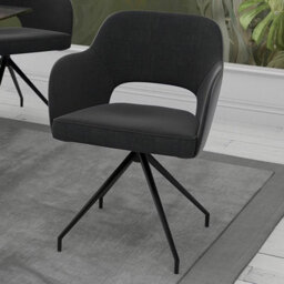 Xample Akante Chicago Charcoal Swivel Dining Chair Set Of 2 Swivel Return Seat With Fabric Upholstery, Pu Sides & Metal Frame - thumbnail 1