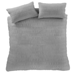 Catherine Lansfield Bedding Seersucker Embellished Duvet Cover Set With Pillowcase Grey - thumbnail 5
