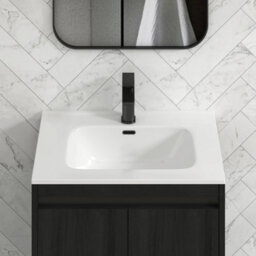 Royal Bathrooms Orion 600mm Floor Standing Bathroom Vanity Unit 2 Door Hale Black With Ceramic Basin & Black Accent Trim - thumbnail 7