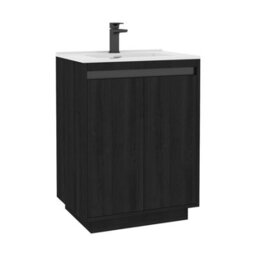 Royal Bathrooms Orion 600mm Floor Standing Bathroom Vanity Unit 2 Door Hale Black With Ceramic Basin & Black Accent Trim - thumbnail 8