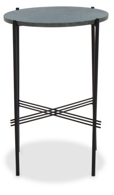 Orsina Green Marble Side Table, End Table With Black Crisscross Base, Powder Coated Frame Side Table, Bedside Table - image 1
