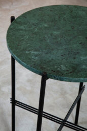 Orsina Green Marble Side Table, End Table With Black Crisscross Base, Powder Coated Frame Side Table, Bedside Table - thumbnail 4