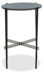 Orsina Green Marble Side Table, End Table With Black Crisscross Base, Powder Coated Frame Side Table, Bedside Table - thumbnail 1