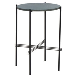 Orsina Green Marble Side Table, End Table With Black Crisscross Base, Powder Coated Frame Side Table, Bedside Table - thumbnail 3