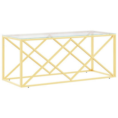 Berkfield Durable Coffee Table 110X45X45 Cm Stainless Steel And Glass - image 1