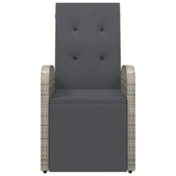 Vidaxl Reclining Garden Chairs With Cushions 2 Pcs Grey Poly Rattan - thumbnail 4