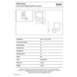 RAK Ceramics Rak Demeter 200X264mm Chrome Extending Square Led Bathroom Mirror With Touch Sensor, Ip44 Rated - thumbnail 2