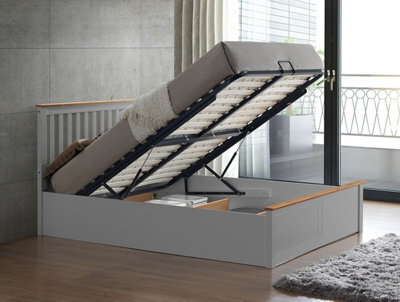 Bedmaster Malmo Grey Wooden Ottoman Bed And Primrose 2000 Pocket Sprung Memory Foam Mattress Double - image 1