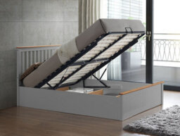 Bedmaster Malmo Grey Wooden Ottoman Bed And Primrose 2000 Pocket Sprung Memory Foam Mattress Double - thumbnail 1