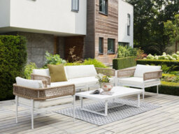 Beliani Garden Lounge Set With Table 5 Seater Serla Metal White - thumbnail 2