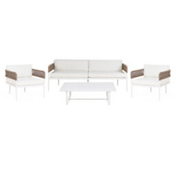 Beliani Garden Lounge Set With Table 5 Seater Serla Metal White - thumbnail 1