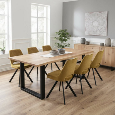 Natural Essential Live Edge Medium Dining Table - Black Metal Legs 1.5M 4 To 6 Seater - image 1