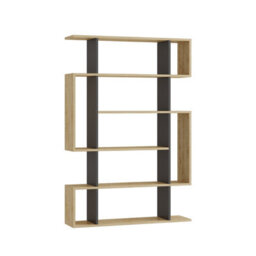 Decortie Mito Modern Bookcase Display Unit Stylish Storage Solution Oak Anthracite Grey Tall 161Cm - thumbnail 2