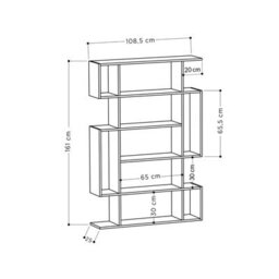 Decortie Mito Modern Bookcase Display Unit Stylish Storage Solution Oak Anthracite Grey Tall 161Cm - thumbnail 3